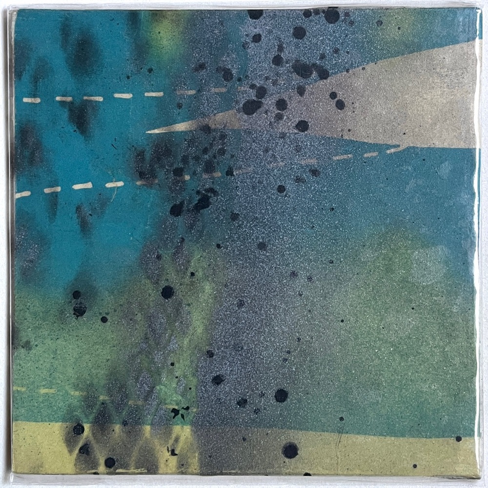 ‘Directed’ Marksman Series: Blue and Green Mixed Media Art with Organic Flow